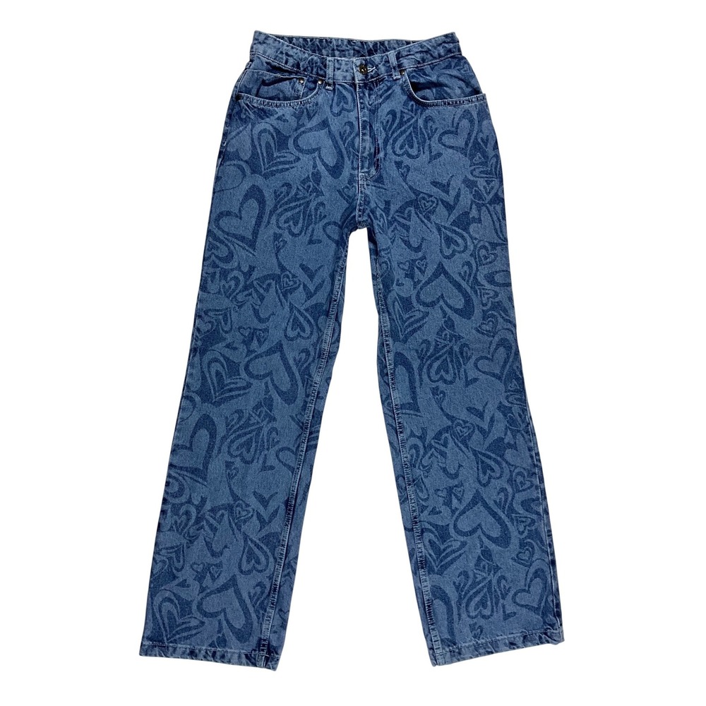 The Ragged Priest Crush Jeans High Waisted Straight Leg Womens 28 Wavy Heart